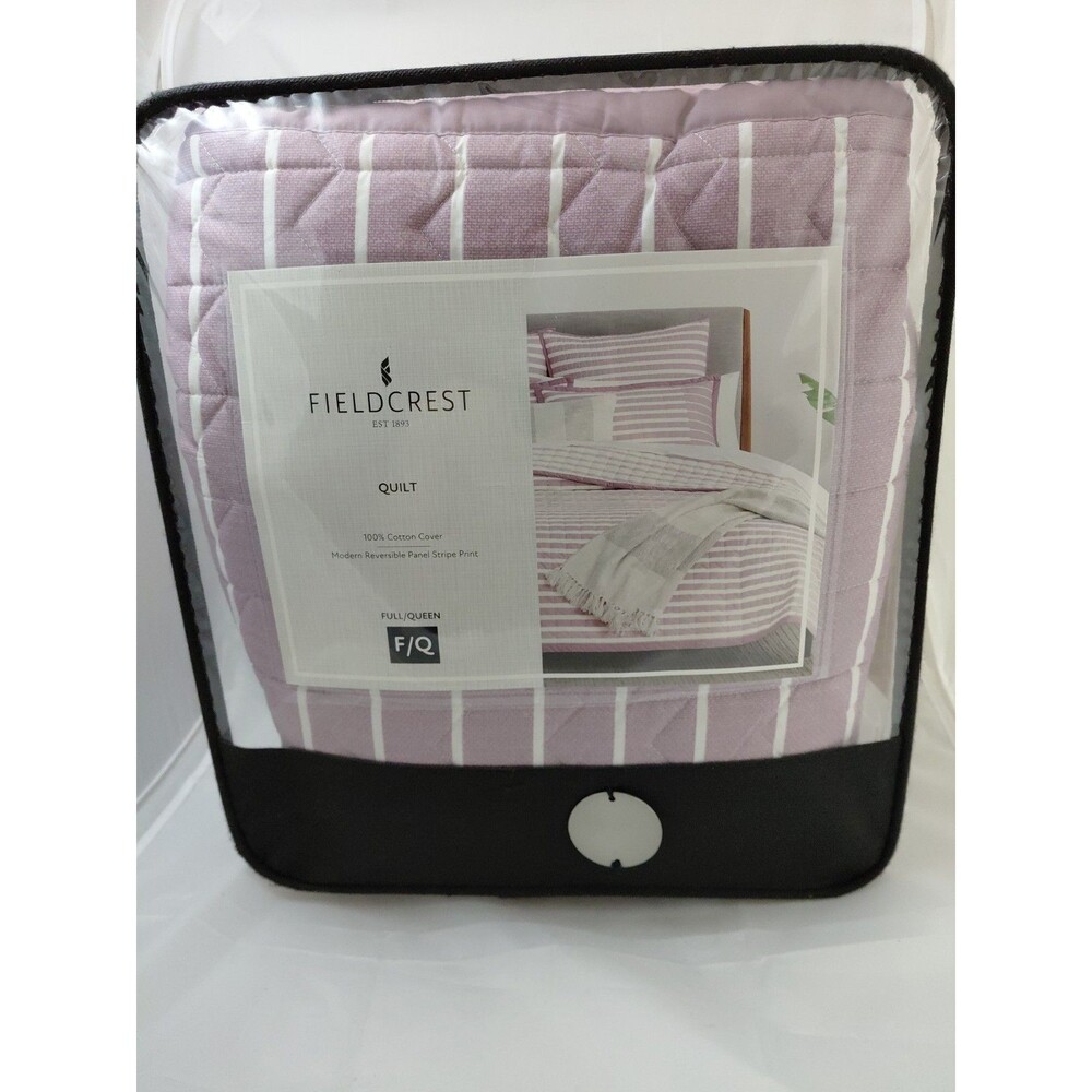 FIELDCREST Elderberry Purple Stripe Full/ Queen Bed Quilt, 90x96in $170 Retail